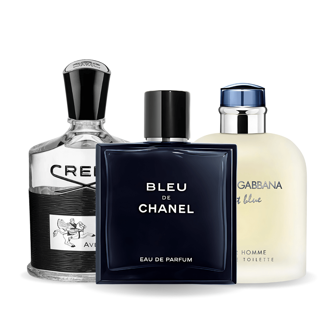 Akciové balenie 3 parfémov Bleu de Chanel, Creed Aventus, Light Blue Dolce Gabbana 100ml